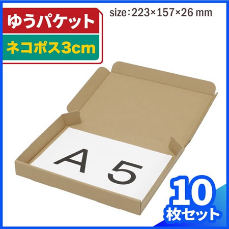 【A5/厚さ3cm/両面茶】ネコポス新規格対応ダンボール箱