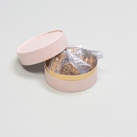 丸型かぶせ蓋付洋菓子詰め合わせケース(パウンドケーキ・ラスク他)ピンク-Sサイズ