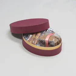 楕円型かぶせ蓋デザート贈答用箱(タルト・サブレ他)エンジ-Mサイズ