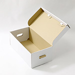 文庫本がきれいに収納可能、手穴付きで持ち運びにも便利な表面白色の収納ボックス 0