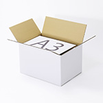 底面A3対応の白色ダンボール箱。通販商品の発送に便利なサイズです。 1