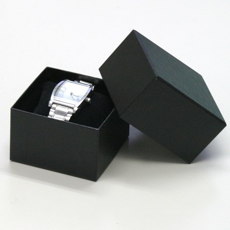 かぶせ蓋型貴金属ボックス(時計・ブレスレット・バングル他)黒-Lサイズ(A)