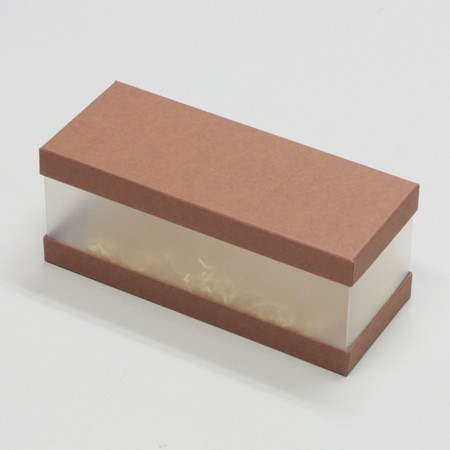 かぶせ蓋＆サイドクリア型贈り物用菓子箱(マドレーヌ・パイ他)茶-Mサイズ-2