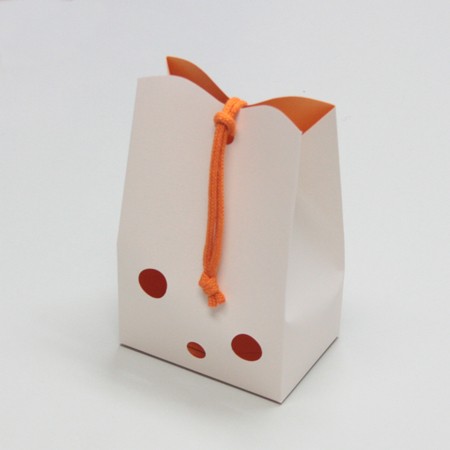 封かん紐付ペーパーバッグ（紙袋）オレンジ-Lサイズ