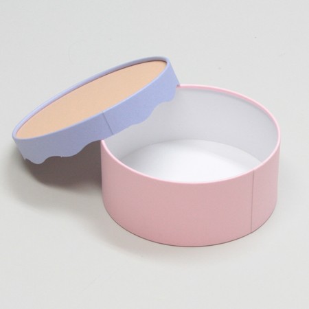 丸型ウェーブ調かぶせ蓋付お菓子プレゼント用ボックス(サブレ)Mサイズ-3