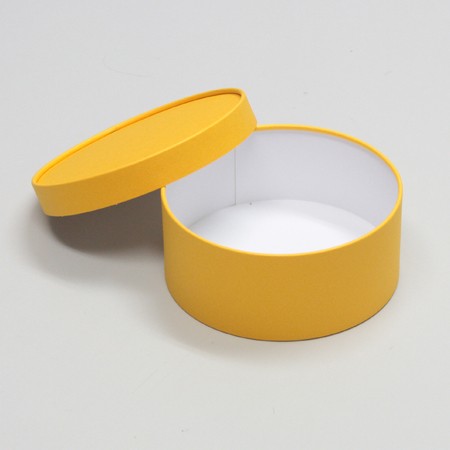 丸型かぶせ蓋付お菓子詰め合わせ箱(パイ・シュークリーム他)黄-Mサイズ-3