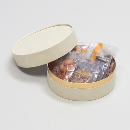 丸型かぶせ蓋付洋菓子詰め合わせケース(パウンドケーキ・ラスク他)アイボリー-Mサイズ