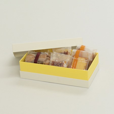 かぶせ蓋型デザートギフト用BOX（水ようかん他)-Mサイズホワイト/イエロー