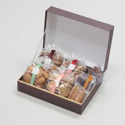 ヒンジケース型お菓子ギフト用箱(クッキー・マドレーヌ他)こげ茶-Mサイズ