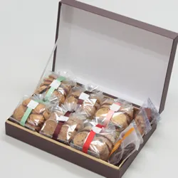ヒンジケース型お菓子ギフト用箱(クッキー・マドレーヌ他)こげ茶-Lサイズ