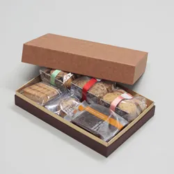 かぶせ蓋型洋菓子業務用化粧箱(サブレ・ドーナツ他)茶/こげ茶-Lサイズ
