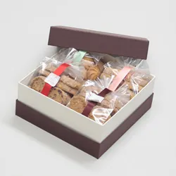 かぶせ蓋型焼き菓子プレゼント用BOX(カップケーキ他)茶/白-Mサイズ