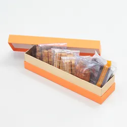 かぶせ蓋型デザートギフト用箱(フィナンシェ・バウムクーヘン他)オレンジ-Sサイズ