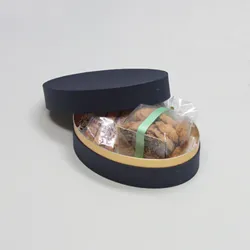 楕円型かぶせ蓋デザート贈答用箱(タルト・サブレ他)紺-Mサイズ