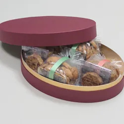 楕円型かぶせ蓋デザート贈答用箱(タルト・サブレ他)エンジ-LLサイズ