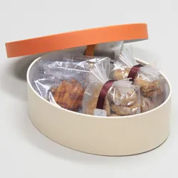 楕円型かぶせ蓋付焼き菓子詰め合わせボックス/クリーム-Lサイズ