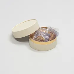 丸型かぶせ蓋付洋菓子詰め合わせケース(パウンドケーキ・ラスク他)アイボリー-Sサイズ