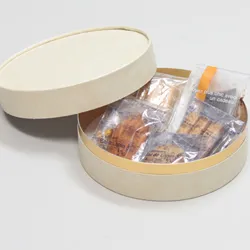 丸型かぶせ蓋付洋菓子詰め合わせケース(パウンドケーキ・ラスク他)アイボリー-Lサイズ