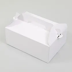 カットケーキが4～5個入る、持ち手の付いたサイドオープン型テイクアウトBOX