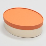 楕円型かぶせ蓋付-Lサイズ柿色/クリーム 1