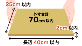 最長辺40cm×厚さ2cm(3辺計70cm以内)