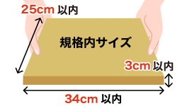 長辺34cm×短辺25cm×厚さ3cm以内