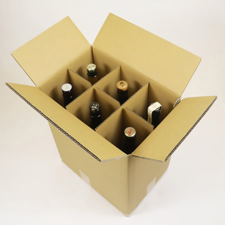 一升瓶6本発送用ダンボール(仕切＋底パット付)-2