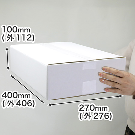 薄型商品の発送・梱包に最適。深さ100mmの表面白色で清潔感のある箱（底面B4サイズ）