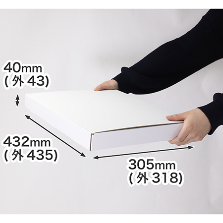 宅配80サイズ対応。A3用紙が入る大きさの薄型ダンボール箱（深さ40mm・白）