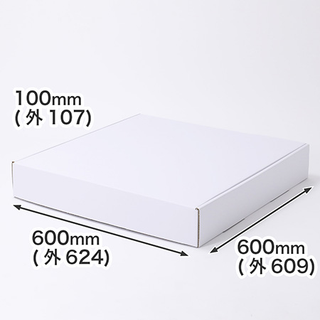 600mmの正方形、深さ100mmのギフト用ダンボール箱（N式額縁タイプ）