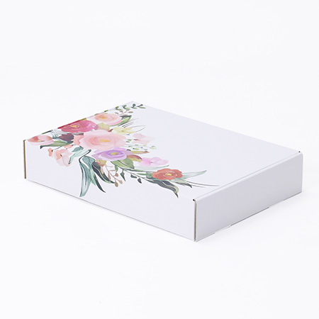 【宅配60サイズ】デザインダンボール箱・白（お花のあしらい）-3