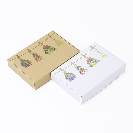 【宅配60サイズ】デザインダンボール箱・茶（お花のガーランド）-6