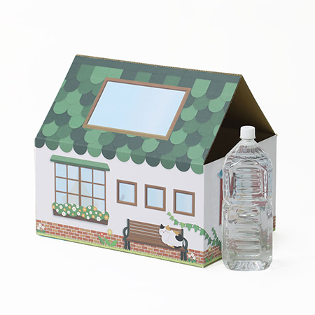 三角屋根の猫の家（緑）-2