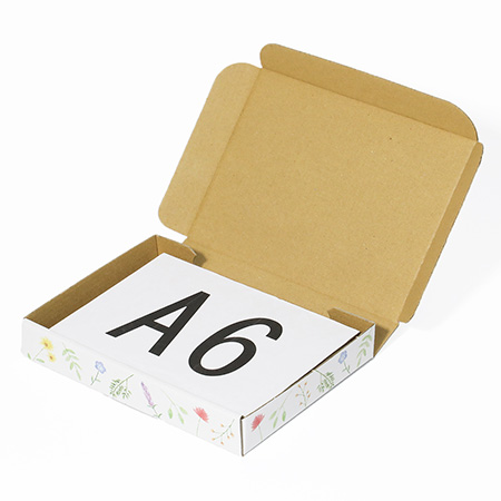 【A6/厚さ3cm】ゆうパケット対応デザインダンボール箱 花のフレーム（水彩）-4