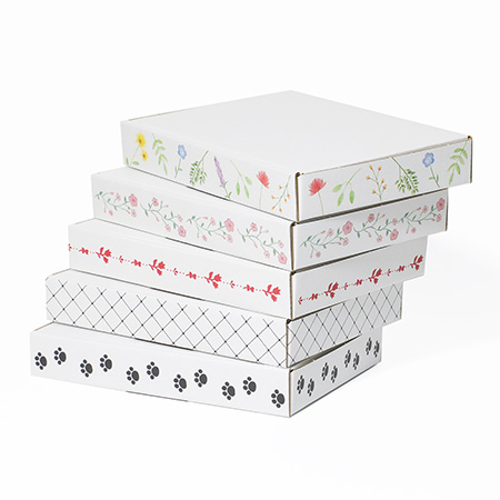 【A6/厚さ3cm】ゆうパケット対応デザインダンボール箱 花のフレーム（水彩）-7