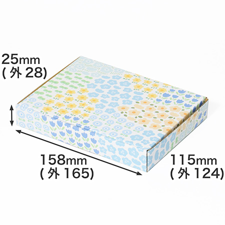 【A6/厚さ3cm】ゆうパケット対応デザインダンボール箱 お花畑（ブルー）-1