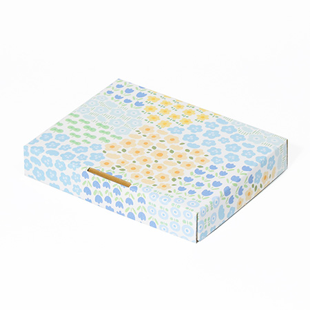 【A6/厚さ3cm】ゆうパケット対応デザインダンボール箱 お花畑（ブルー）-3