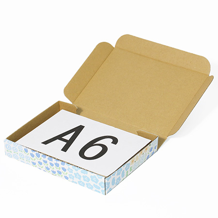 【A6/厚さ3cm】ゆうパケット対応デザインダンボール箱 お花畑（ブルー）-4