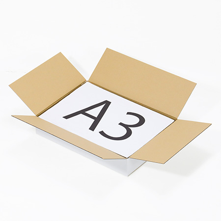 【宅配100サイズ】A3用紙対応 浅型ダンボール箱（白）-2