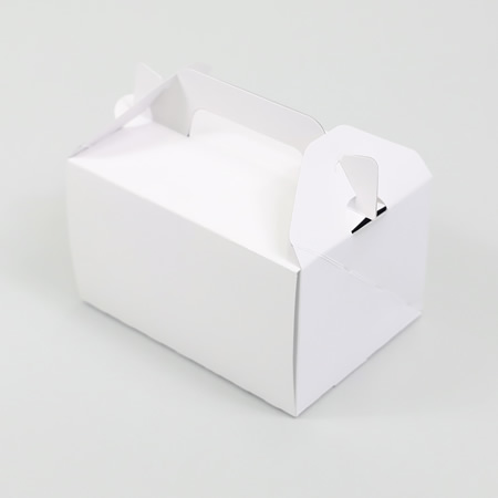カットケーキが2個入る、持ち手の付いたサイドオープン型テイクアウトBOX