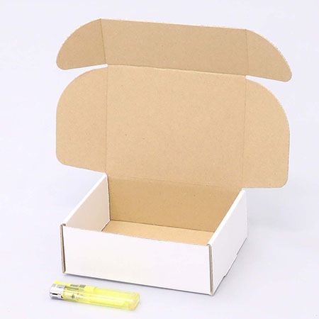 裁縫ポーチ梱包用ダンボール箱 | 140×110×50mmでN式額縁タイプの箱