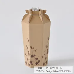 ペットボトルを再利用エコなダンボール製花瓶（かわいい模様入り）
