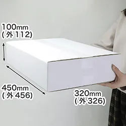 薄型商品の発送・梱包に最適。深さ100mmの表面白色で清潔感のある箱（底面A3サイズ） | スカートの梱包にも