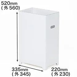 清潔感のある両面白色の段ボール製ゴミ箱｜45L袋に対応｜軽量・コンパクト｜脚・手穴付き｜持ち運びや屋外イベントにも便利