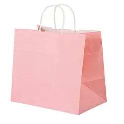 カラー紙袋(ピンク)底板付き。アレンジメントやギフトに