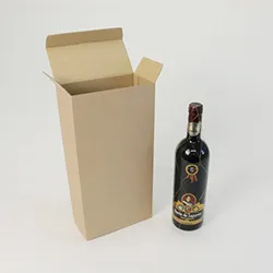 ワインボトルが縦入れで二本入るワンタッチタイプのダンボール箱