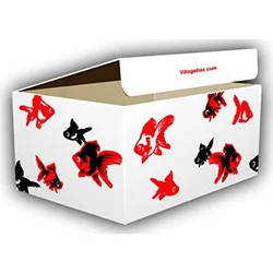 キンギョ柄のデザイン入り段ボール箱|日本製品の梱包・発送におすすめ|VillageBox・ヴィレッジボックス
