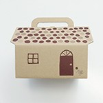 ドット柄の三角屋根が可愛い宅配60サイズのハウス型梱包箱(茶色) 5
