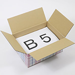 ブルー×ピンクのチェック柄入りで底面B5の宅配60サイズダンボール箱 2