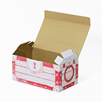 赤色の宝箱ボックス｜シンプルな一色印刷｜宅配便で送れる便利なギフト用段ボール箱 1